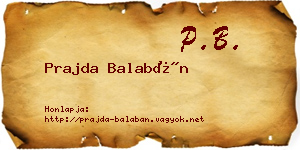 Prajda Balabán névjegykártya